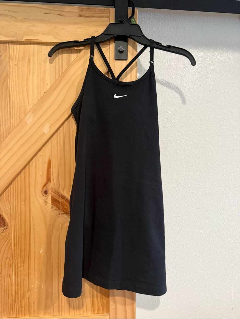 Girls Nike Black Strappy Tank Dress with White Swoosh
